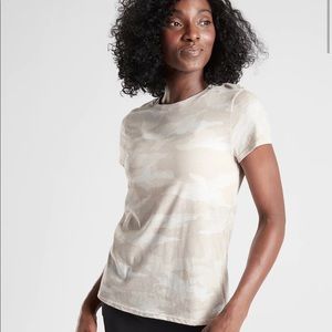 Athleta Daily Camo Crew Top Sea Salt Beige